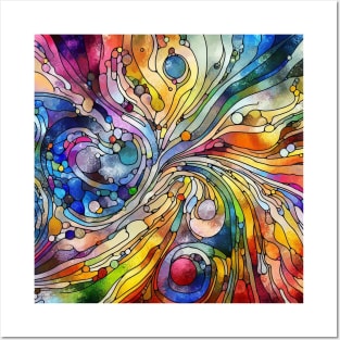 Psychedelic looking abstract illustration of stained glass Posters and Art